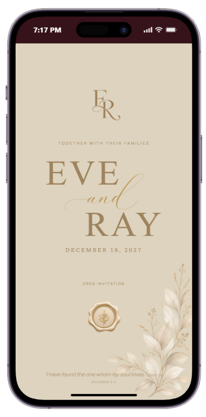 Timeless Ivory digital wedding invitation preview